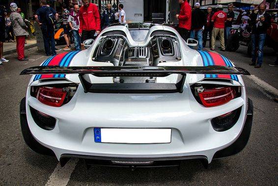 Full Rear View of Porsche 918 Spyder Weissach Package Full Rear View of Porsche 918 Spyder Weissach Package