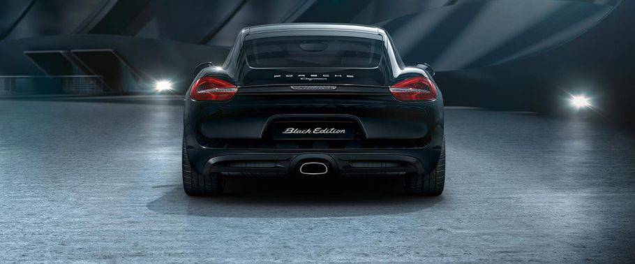 Full Rear View of Porsche Cayman Black Edition Full Rear View of Porsche Cayman Black Edition
